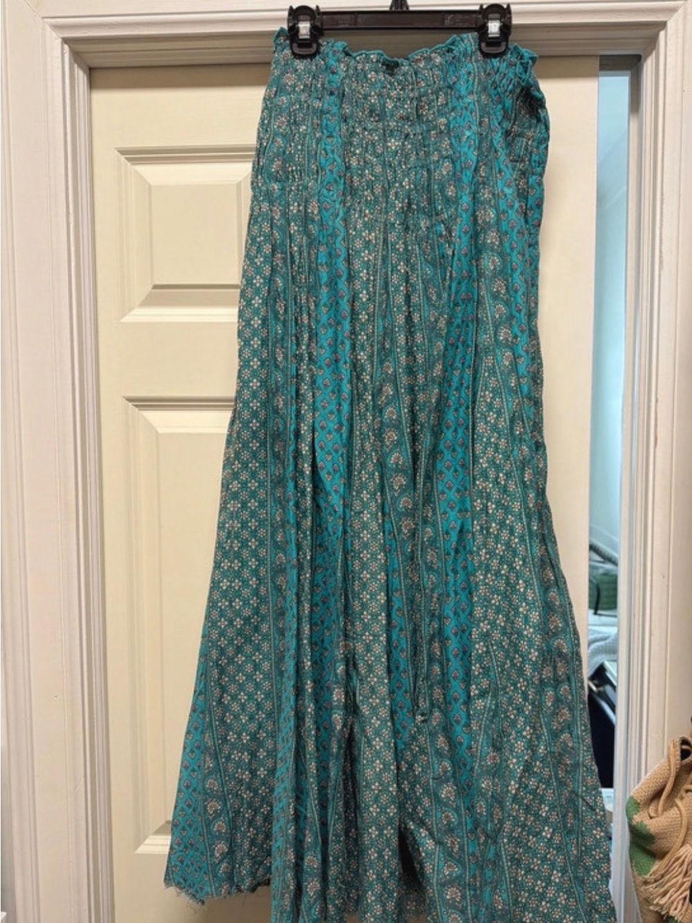 NATURAL LIFE Turquoise Boho Print Maxi Skirt